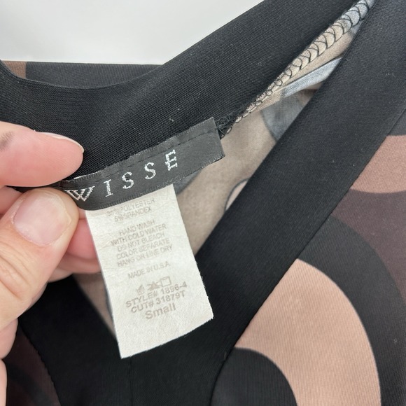 Vintage Wisse Womens Y2K Babydoll Retro Top Size Small Brown Geometric Mod 2000s - Picture 4 of 7